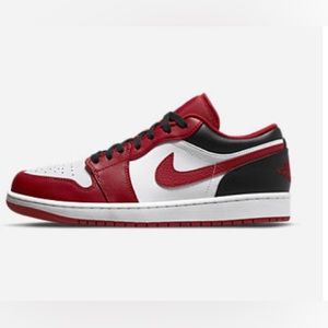 Nike Air Jordan 1 low. White/Black/Red. Size M 10/ W 11.5